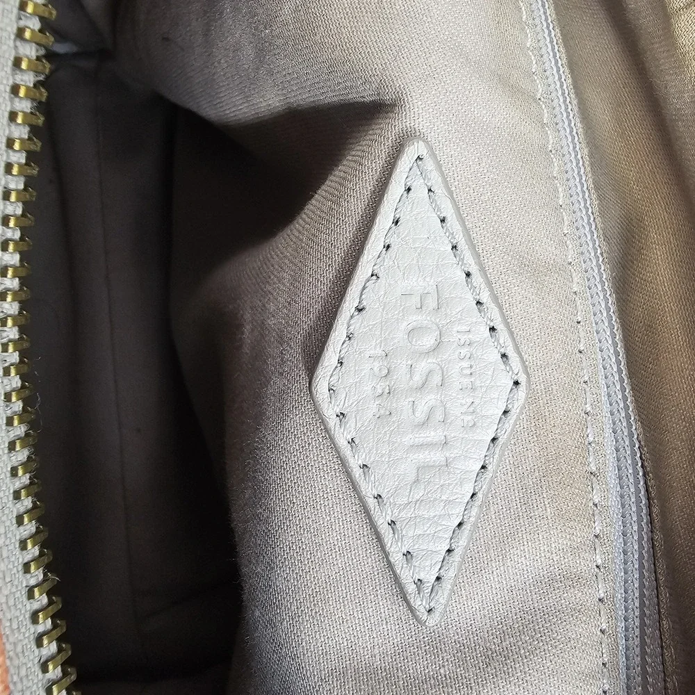VTG Fossil Shoulder Bag Leather Accents - Canvas Hobo